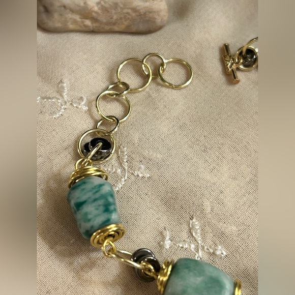 🪨Amazonite bracelet with gold wire works - Picture 3 of 9